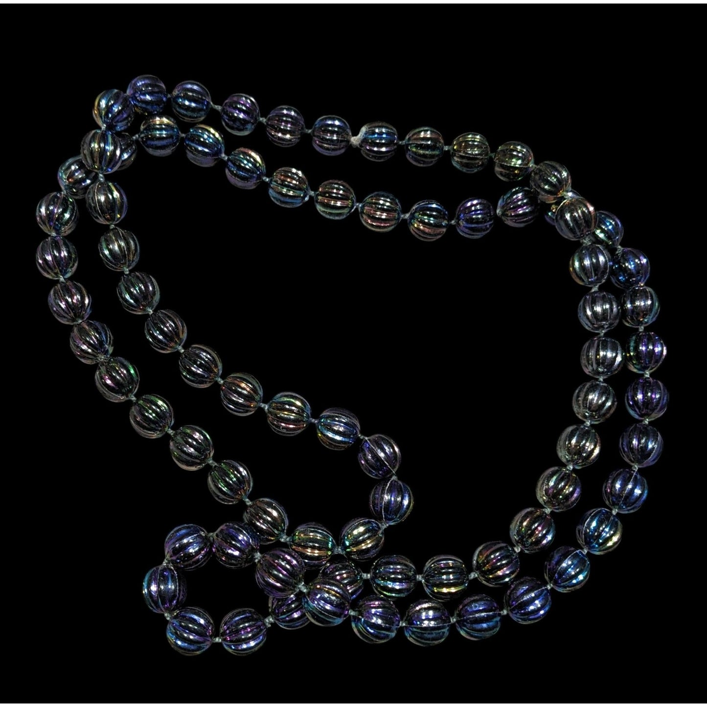 Mystical Oil Slick Black Plastic Beaded Necklace