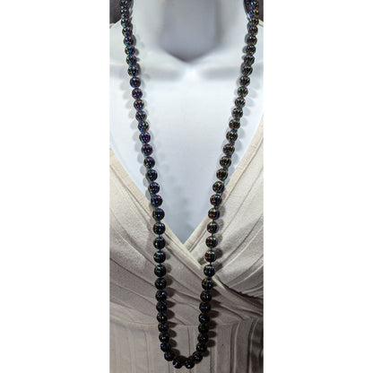 Mystical Oil Slick Black Plastic Beaded Necklace