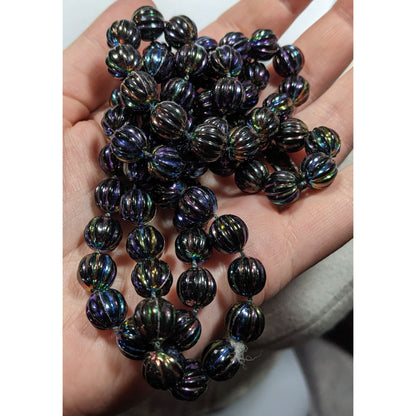 Mystical Oil Slick Black Plastic Beaded Necklace