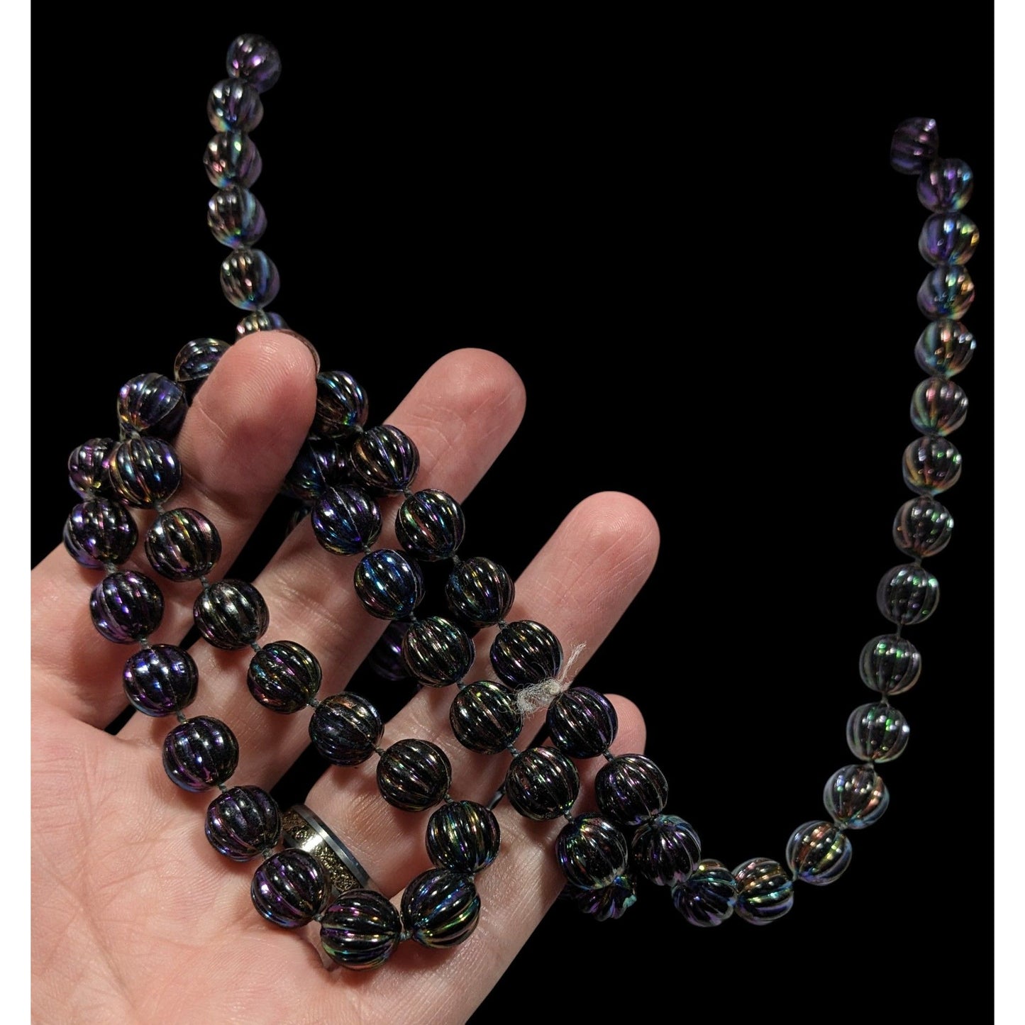 Mystical Oil Slick Black Plastic Beaded Necklace
