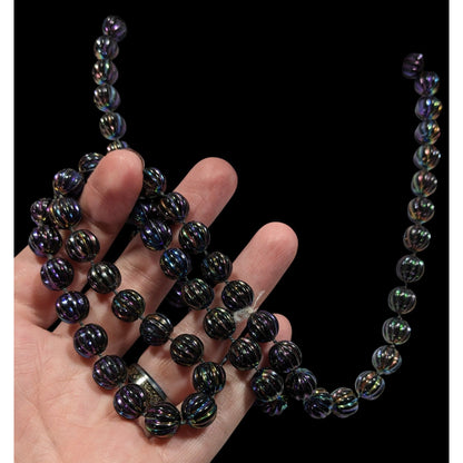 Mystical Oil Slick Black Plastic Beaded Necklace