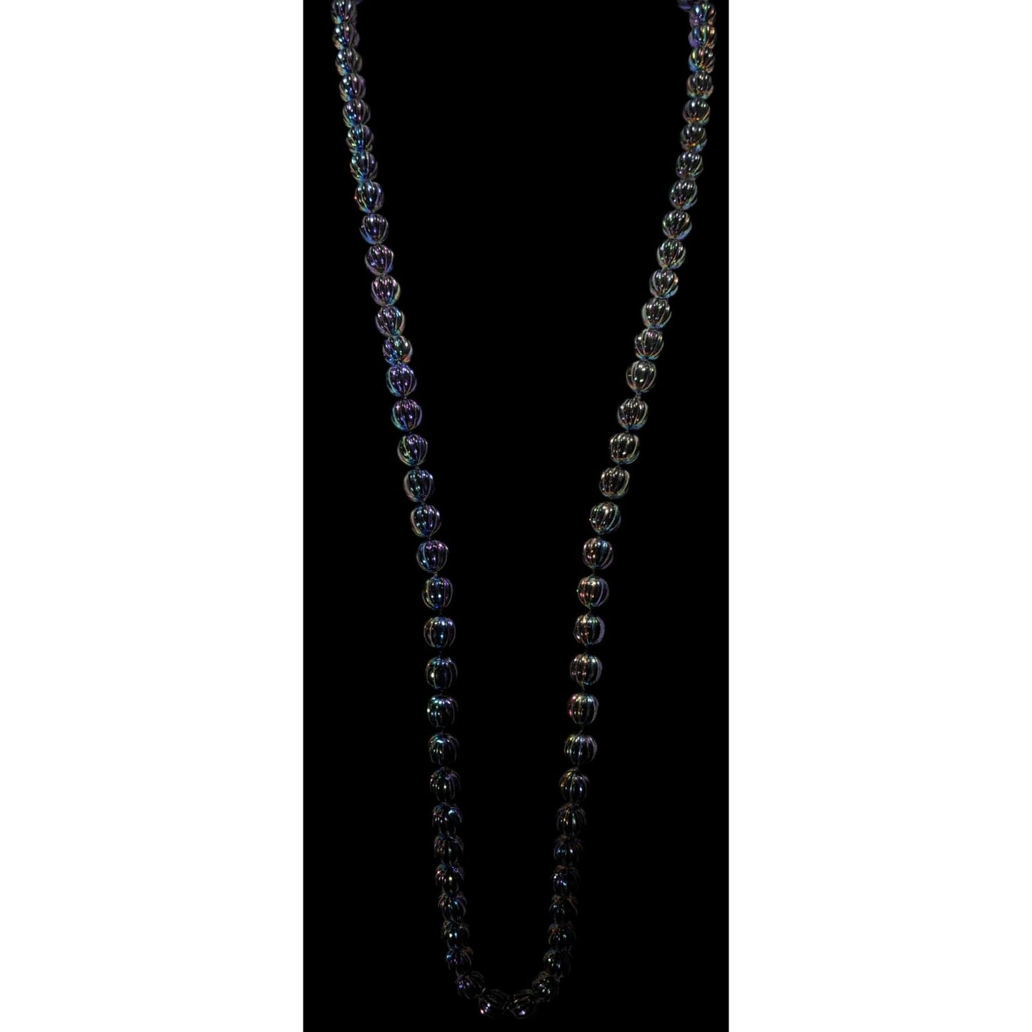 Mystical Oil Slick Black Plastic Beaded Necklace