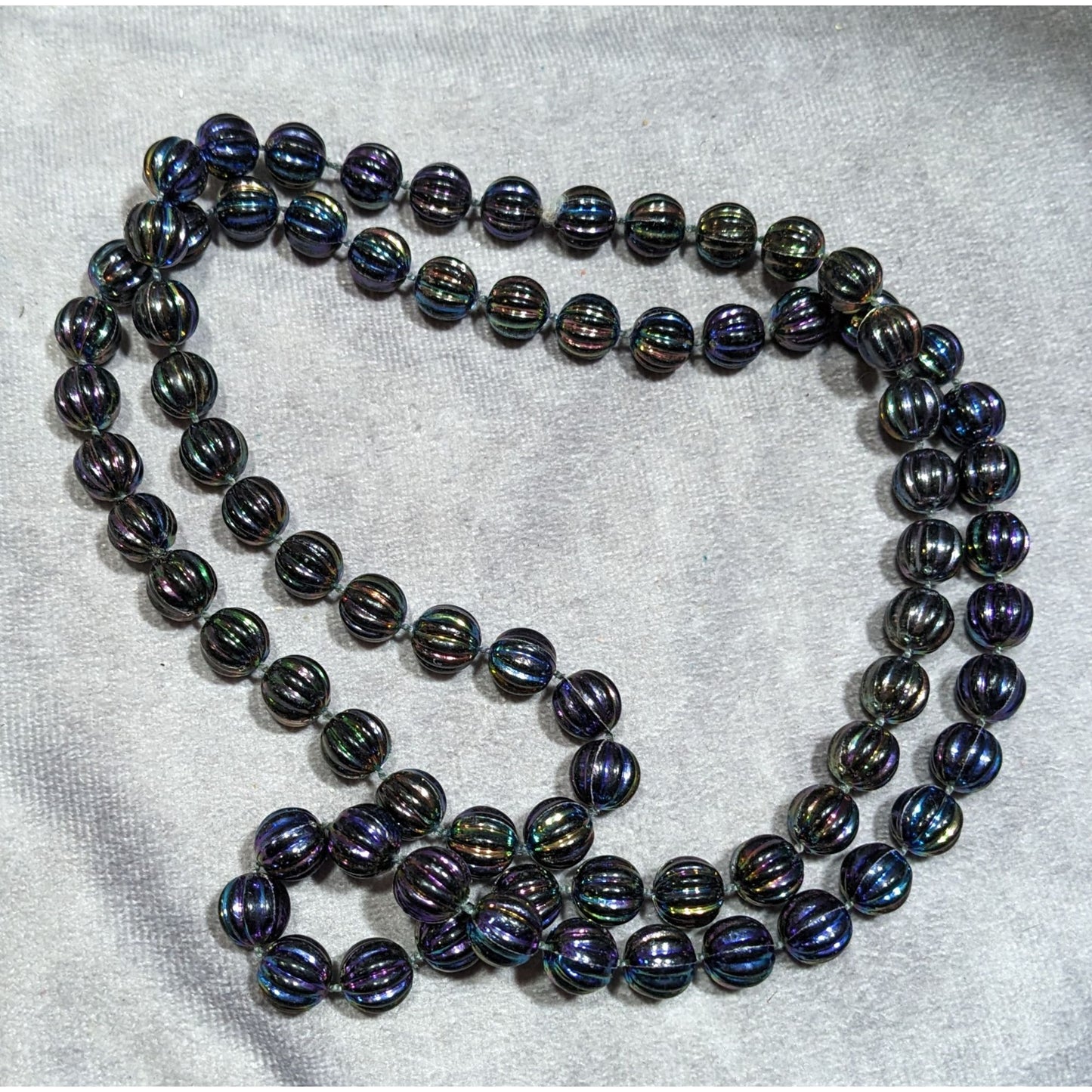 Mystical Oil Slick Black Plastic Beaded Necklace