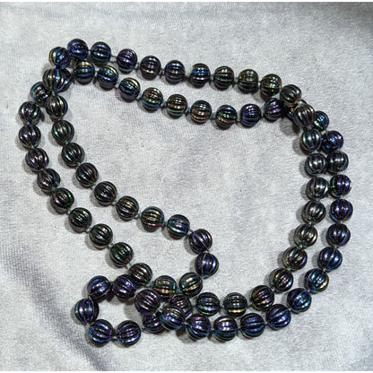 Mystical Oil Slick Black Plastic Beaded Necklace