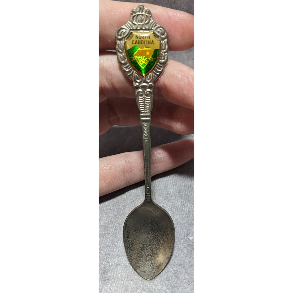 Vintage Souvenir Metal Silver Tone North Carolina Spoon 4 1/2 Inch