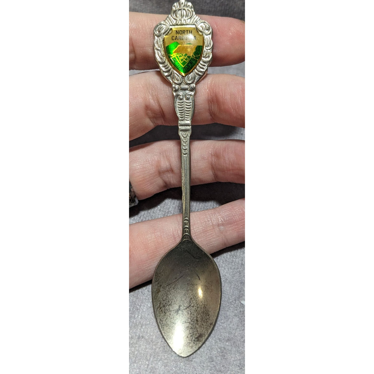 Vintage Souvenir Metal Silver Tone North Carolina Spoon 4 1/2 Inch