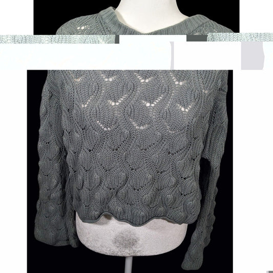 Moon & Madison Green/Grey Cropped Sweater