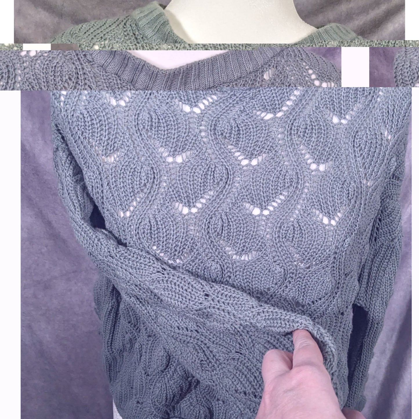 Moon & Madison Green/Grey Cropped Sweater