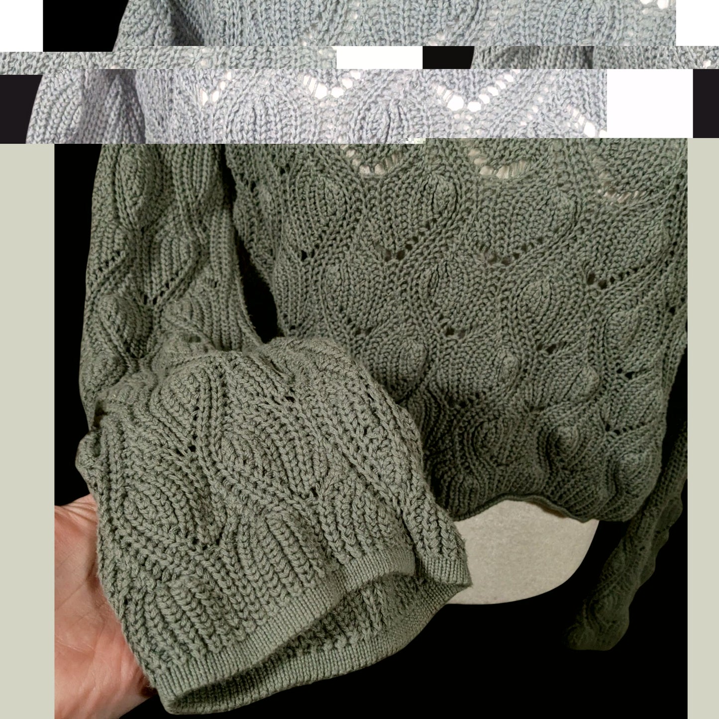 Moon & Madison Green/Grey Cropped Sweater