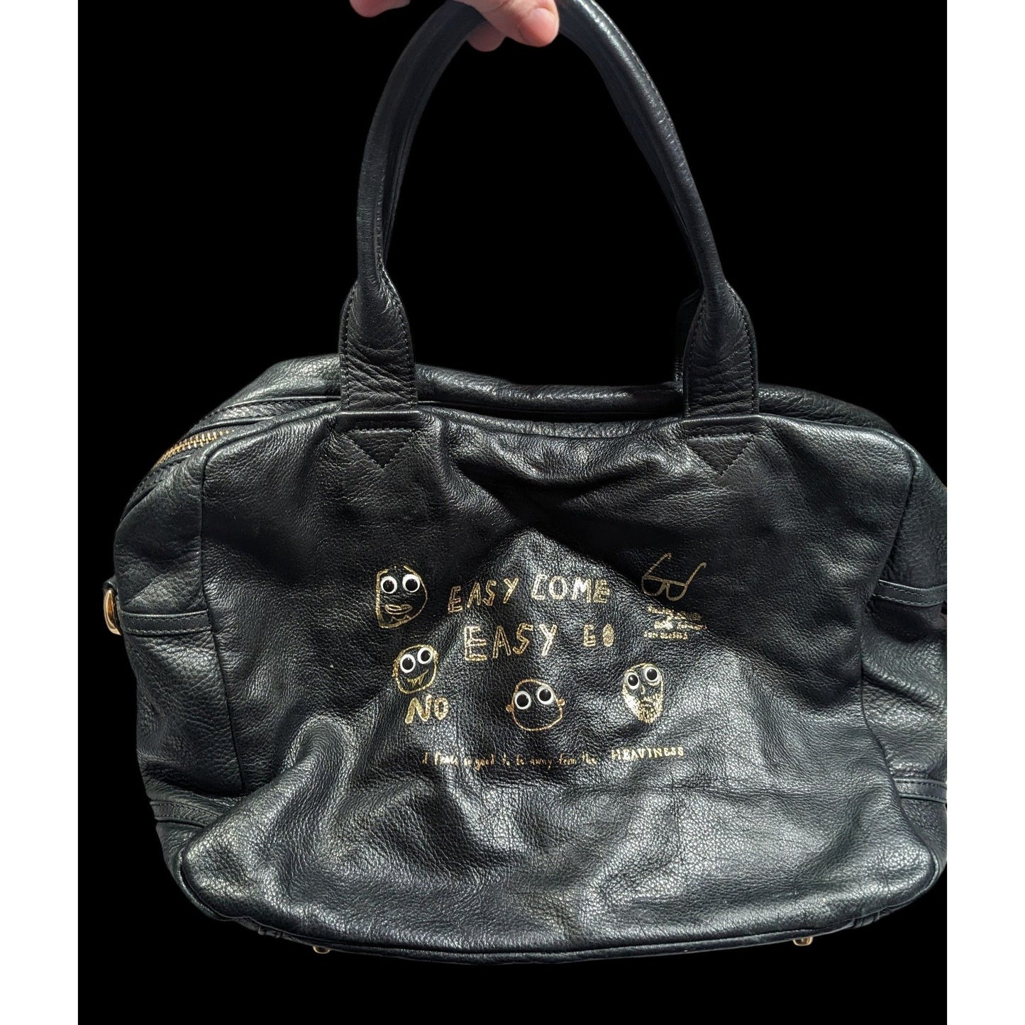 Paris House Black Slouchy Leather Googly Eye Bag