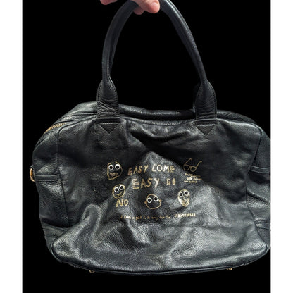 Paris House Black Slouchy Leather Googly Eye Bag