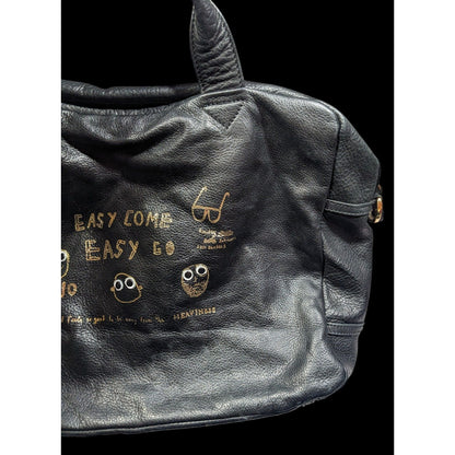 Paris House Black Slouchy Leather Googly Eye Bag