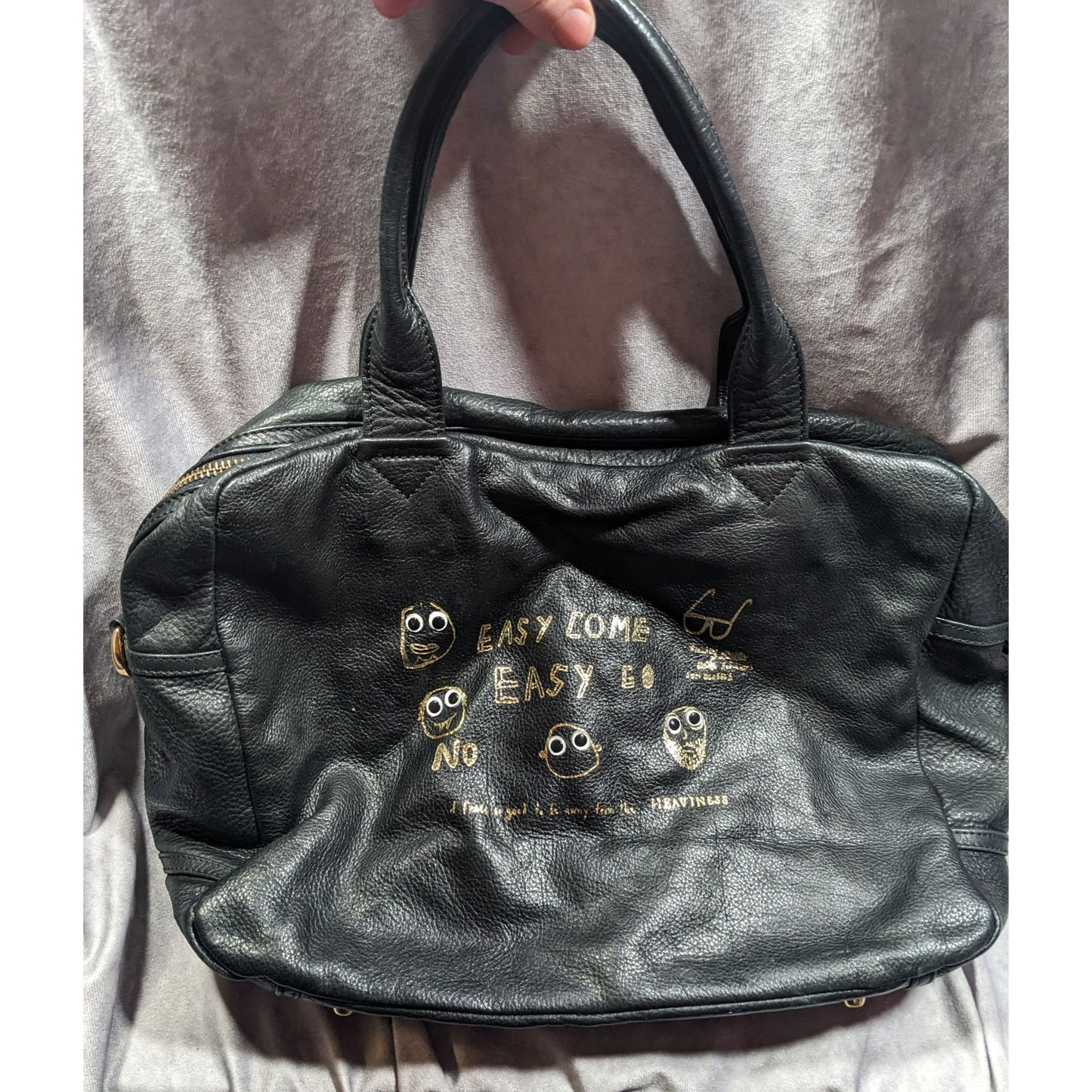 Paris House Black Slouchy Leather Googly Eye Bag