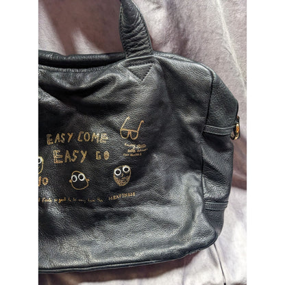 Paris House Black Slouchy Leather Googly Eye Bag