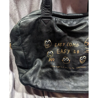 Paris House Black Slouchy Leather Googly Eye Bag