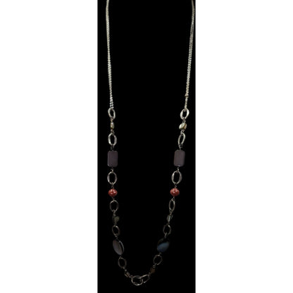 Boho Chic Shell And Pearl Accented Long Chain Link Necklace