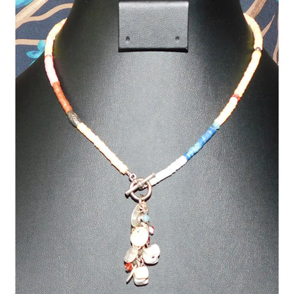 Beachy Sparkly Shell Y Drop Beaded Necklace