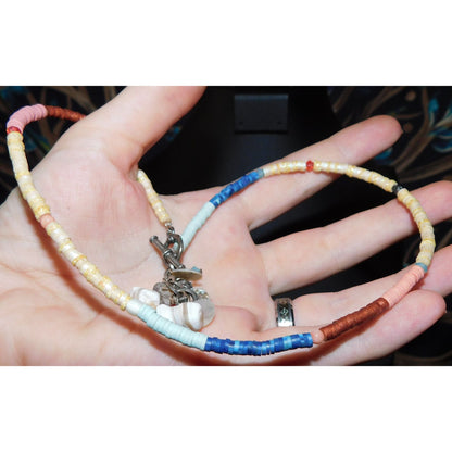 Beachy Sparkly Shell Y Drop Beaded Necklace