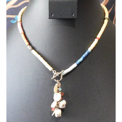 Beachy Sparkly Shell Y Drop Beaded Necklace