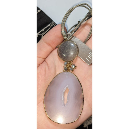 J. Jill Boho Naturecore Agate Pendant Necklace Adjustable 29" NWT