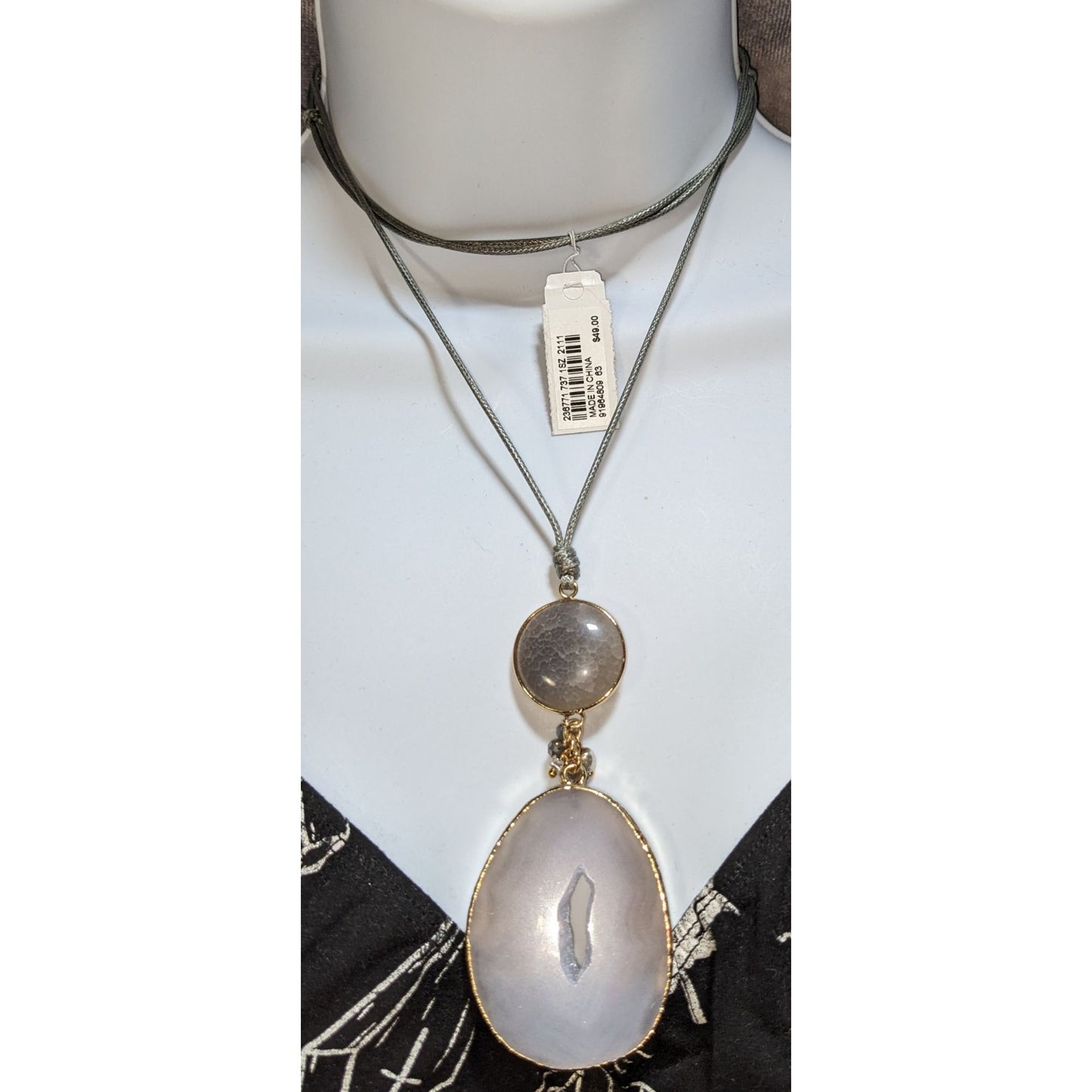 J. Jill Boho Naturecore Agate Pendant Necklace Adjustable 29" NWT