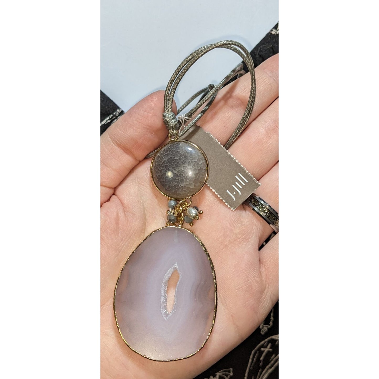 J. Jill Boho Naturecore Agate Pendant Necklace Adjustable 29" NWT