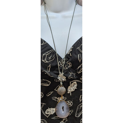 J. Jill Boho Naturecore Agate Pendant Necklace Adjustable 29" NWT