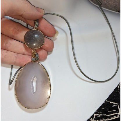 J. Jill Boho Naturecore Agate Pendant Necklace Adjustable 29" NWT