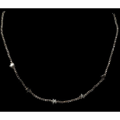 Minimalist Star Silver Tone Beaded Necklace