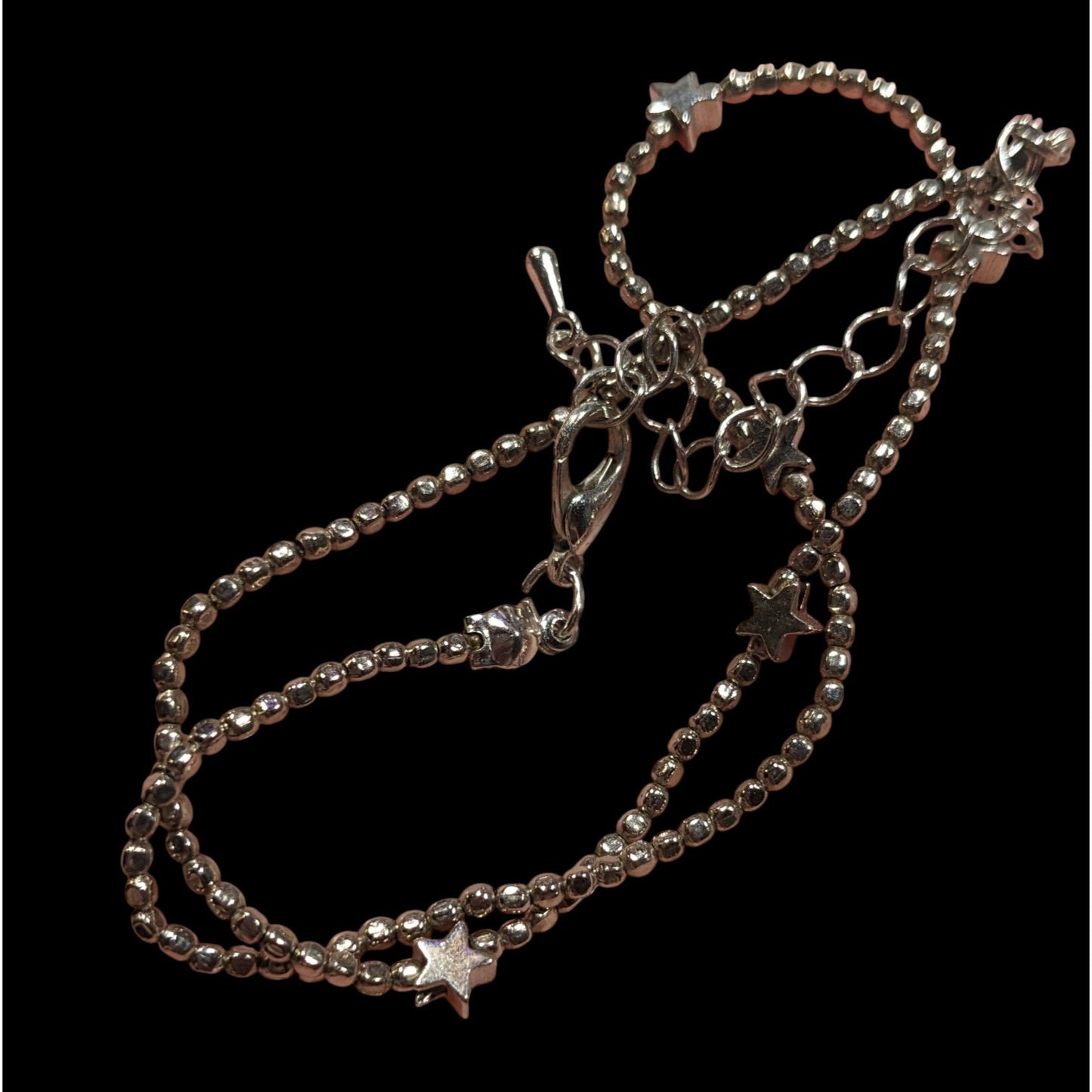 Minimalist Star Silver Tone Beaded Necklace