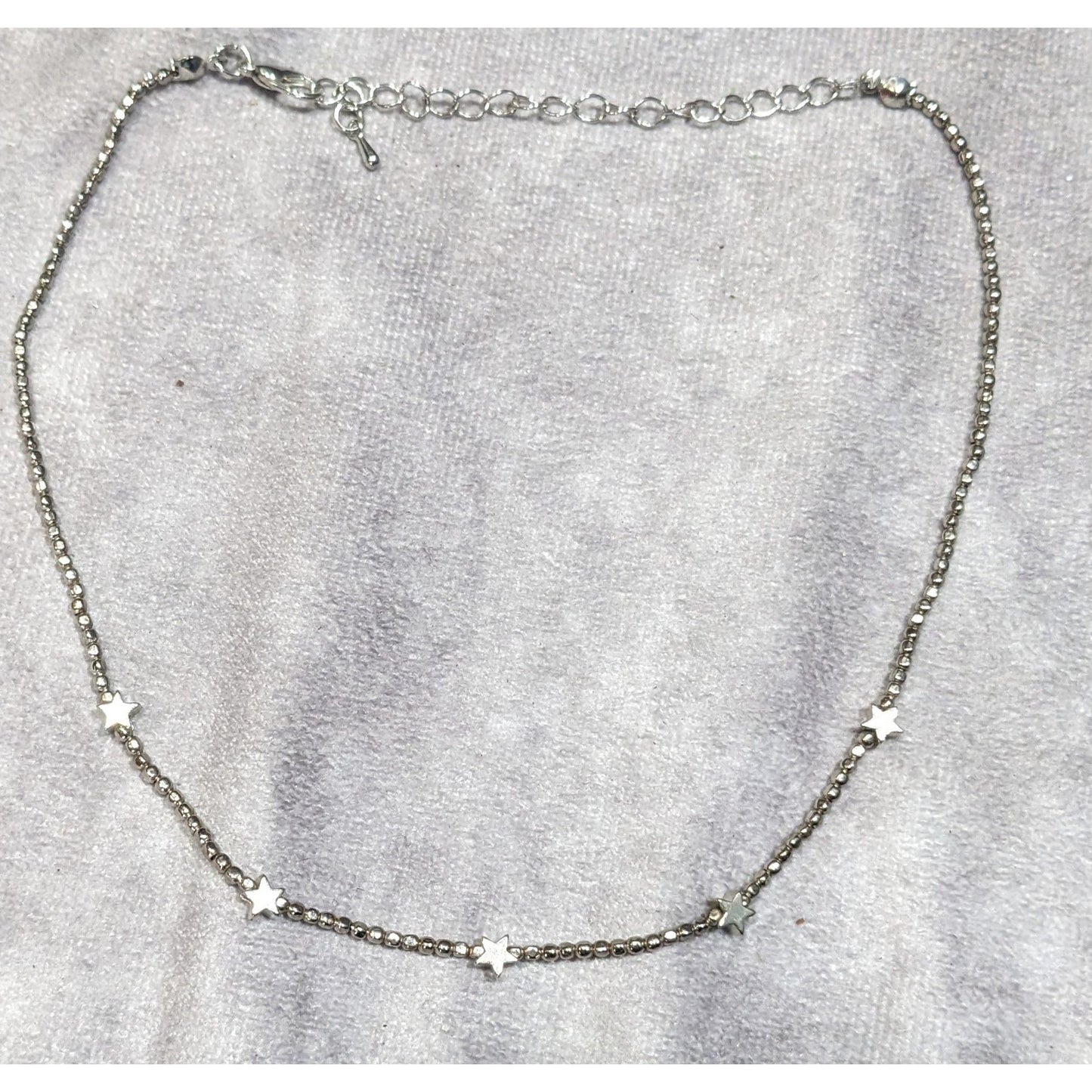 Minimalist Star Silver Tone Beaded Necklace