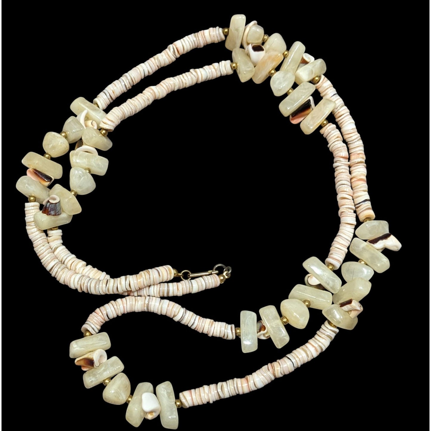 Vintage Beachy Shell And Agate Beaded Necklace