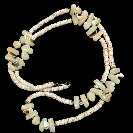 Vintage Beachy Shell And Agate Beaded Necklace