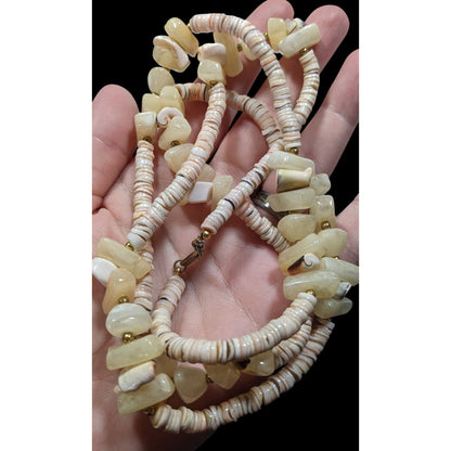 Vintage Beachy Shell And Agate Beaded Necklace