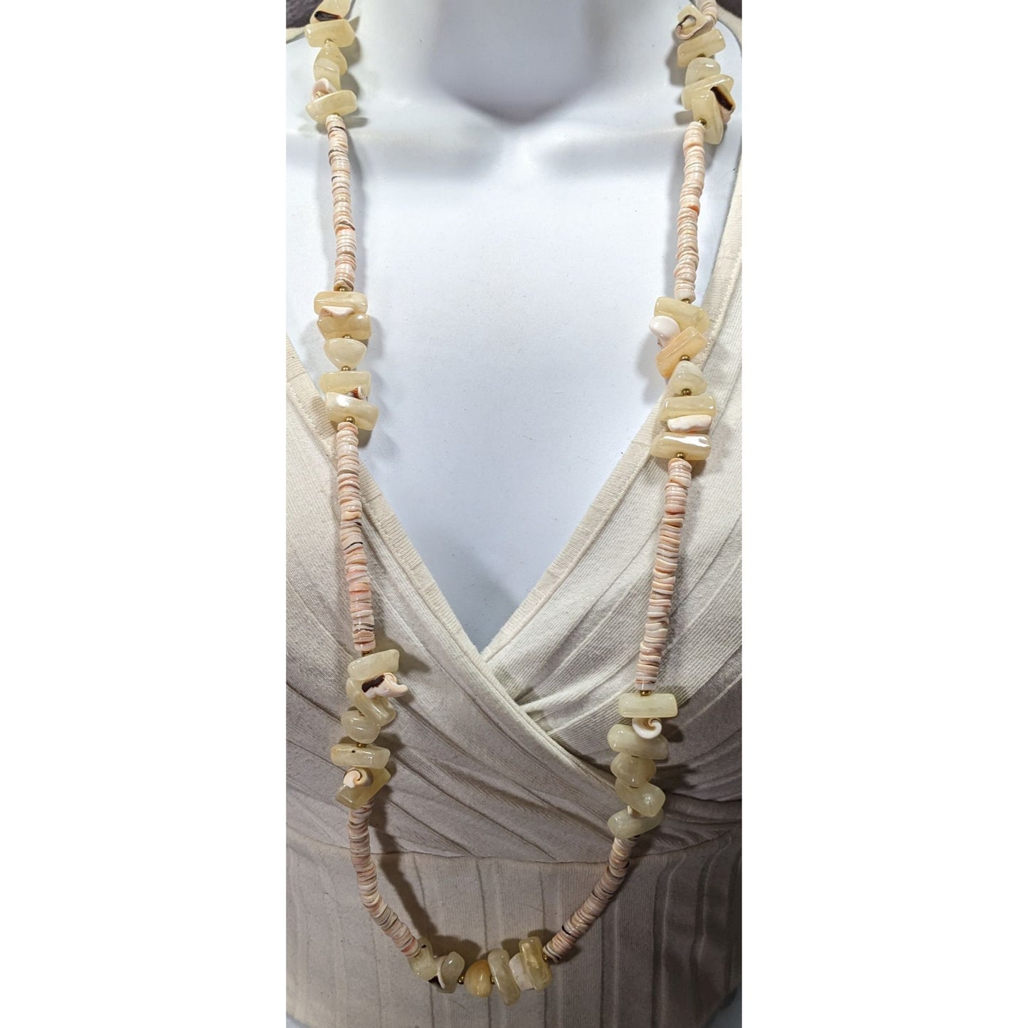 Vintage Beachy Shell And Agate Beaded Necklace