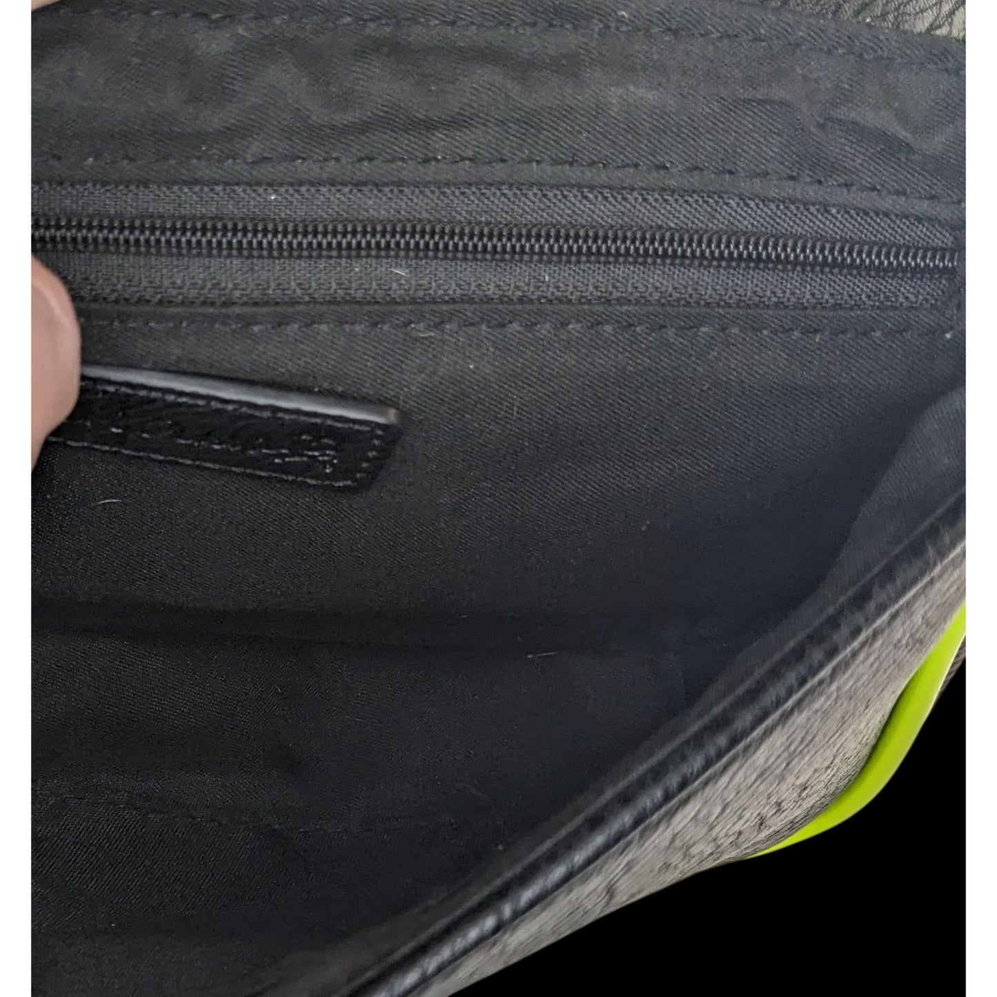 Sourpuss Black & Neon Yellow Studded Crossbody Purse Faux Leather Magnetic Flap 10"x6"x2" With Adjustable Strap