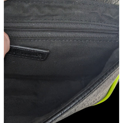 Sourpuss Black & Neon Yellow Studded Crossbody Purse Faux Leather Magnetic Flap 10"x6"x2" With Adjustable Strap