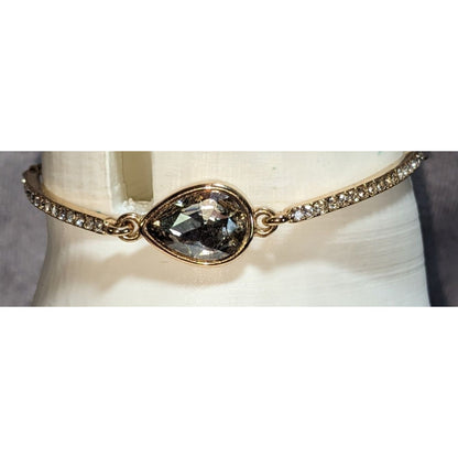Glam Vintage Premier Designs Rhinestone Teardrop Slider Bracelet Gold Tone