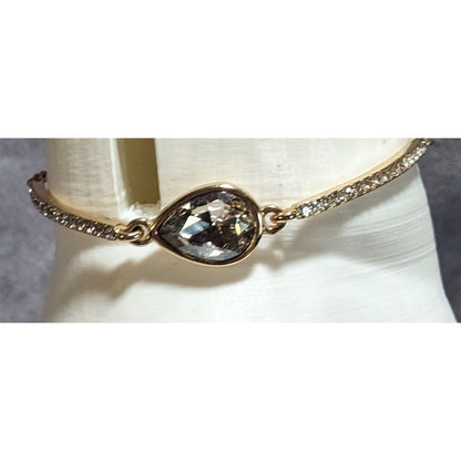 Glam Vintage Premier Designs Rhinestone Teardrop Slider Bracelet Gold Tone