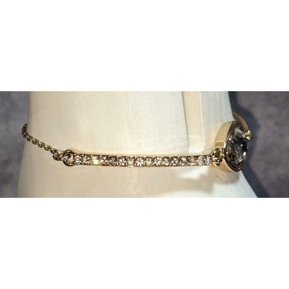 Glam Vintage Premier Designs Rhinestone Teardrop Slider Bracelet Gold Tone