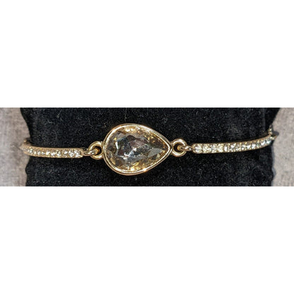 Glam Vintage Premier Designs Rhinestone Teardrop Slider Bracelet Gold Tone