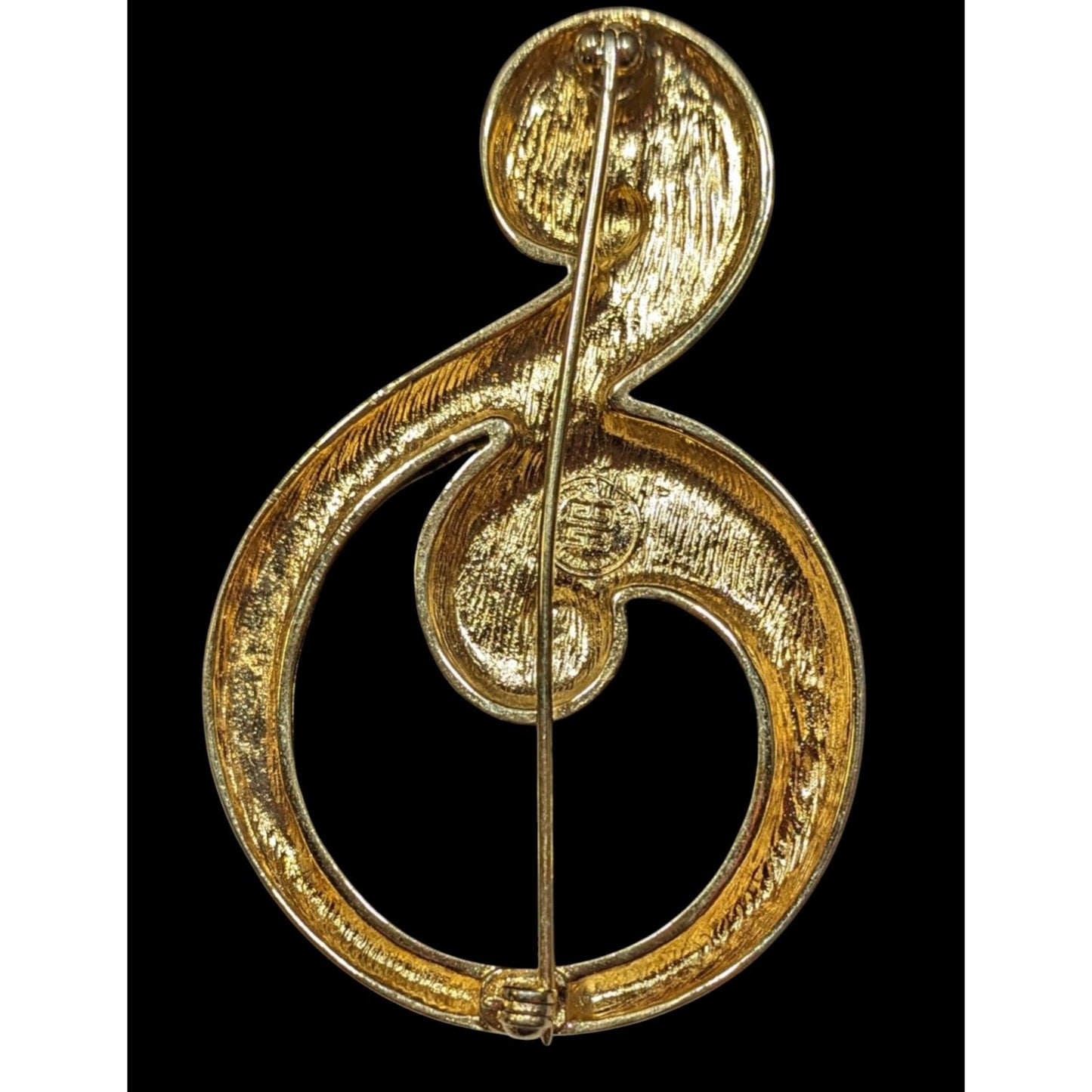 Vintage Givenchy Modern Abstract Swirl Music Symbol Brooch