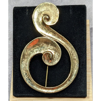 Vintage Givenchy Modern Abstract Swirl Music Symbol Brooch