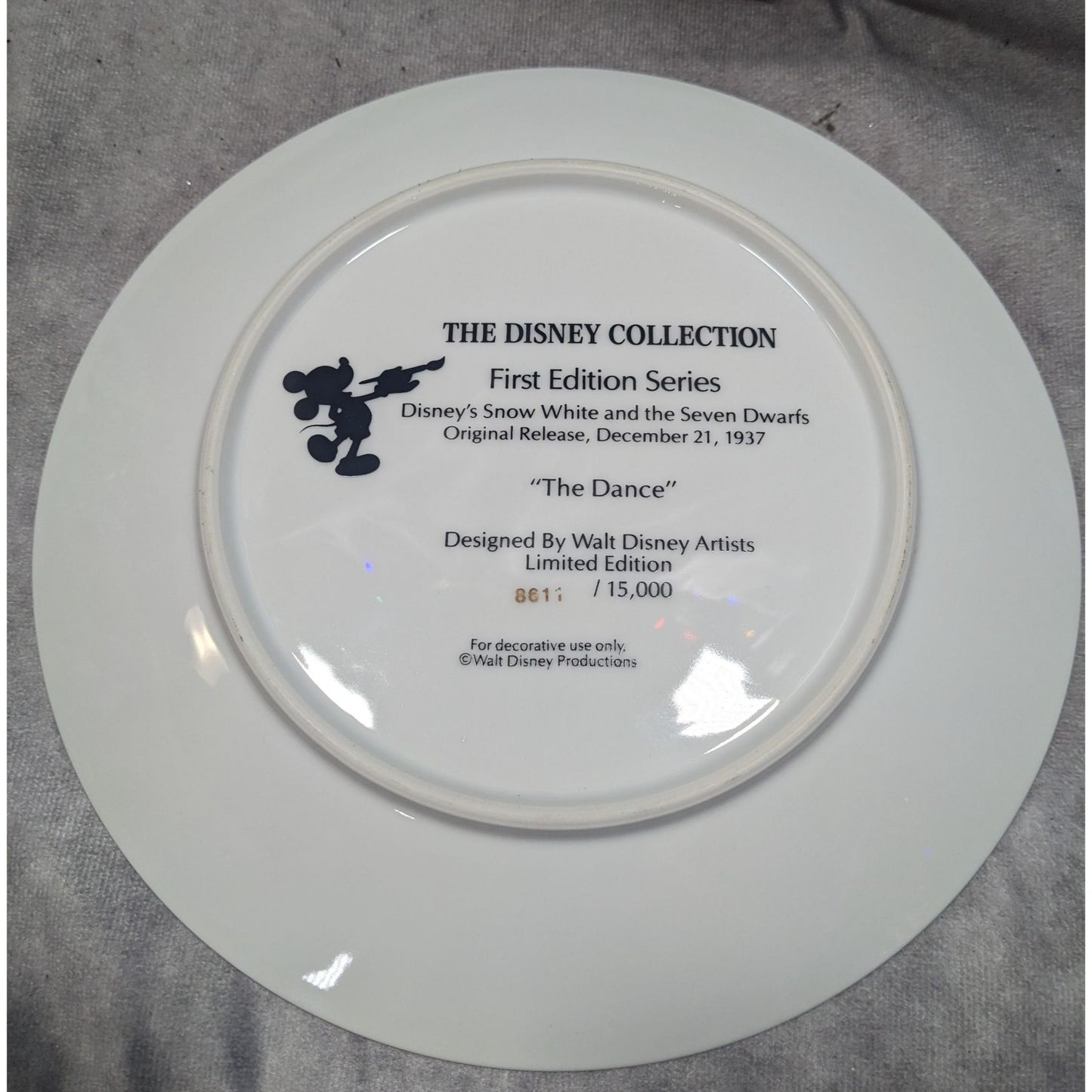Vintage Disney Snow White First Edition "The Dance" Collectible Plate