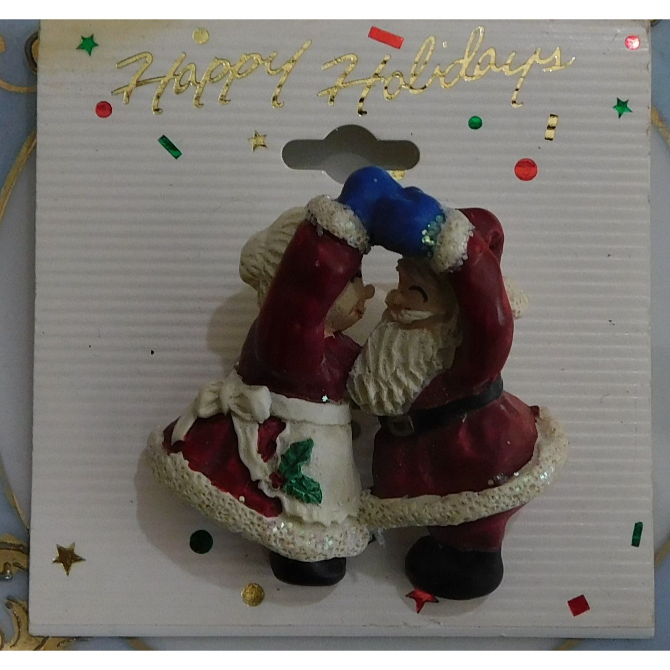 Vintage Dancing Mr. And Mrs. Clause Brooch