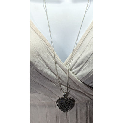 Coquette Floral Heart Filigree Silver Tone Pendant Necklace
