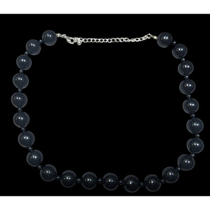 Classic Retro Chunky Black Beaded Necklace