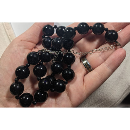 Classic Retro Chunky Black Beaded Necklace