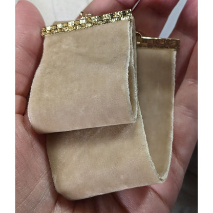 Express Y2K Velvet Beige Choker Necklace With Gold Clasp Detailing