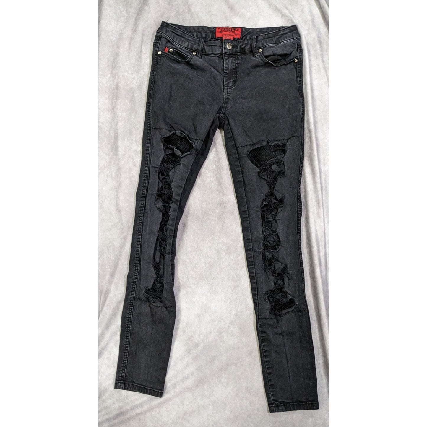 Vintage Y2K Gothic Distressed Skinny Jeans by TrippNYC